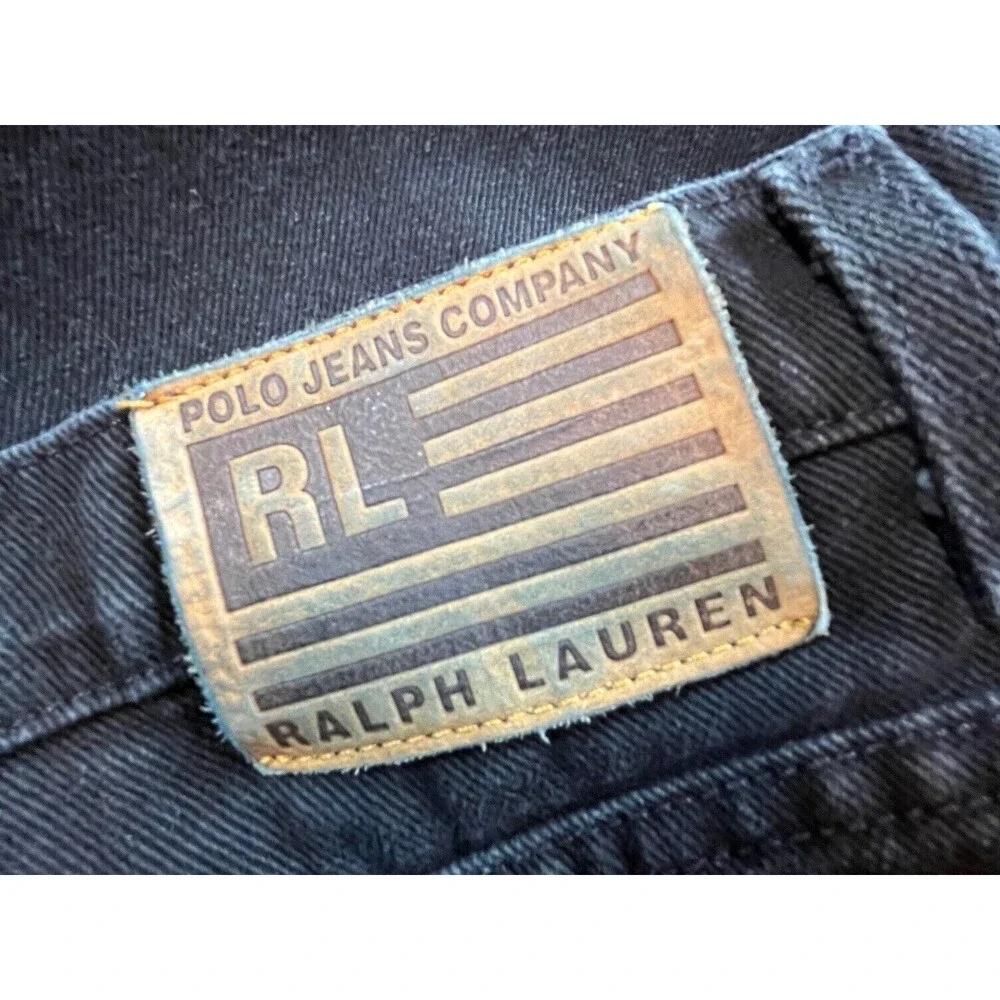 Vintage Y2K‎ Polo Ralph Lauren Flag Jeans Men's Black Stonewash 38 Waist Relaxed